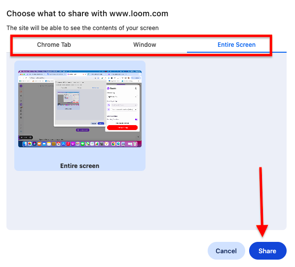 Loom sharing option